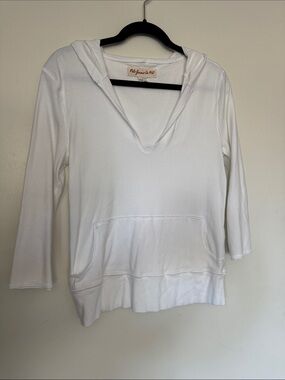 Polo Jeans Co. 1967 White V-Neck Hooded Pullover Top
